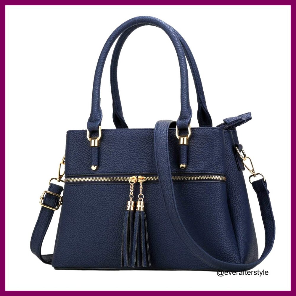 Leather Satchel Crossbody Bag Multiple Pockets Zipper Chic Everyday Purse